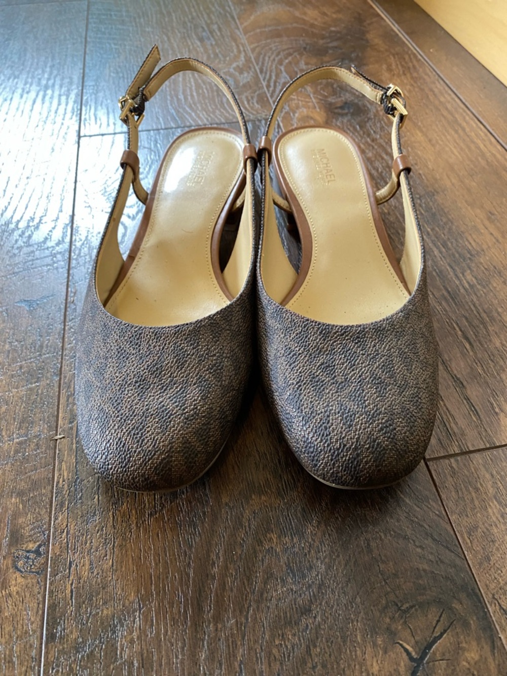 Michael Kors Textured Brown Slingback Sandals